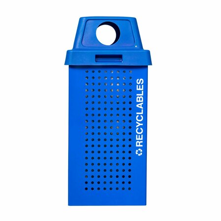 EX-CELL KAISER 36-Gal. Square Recycle Receptacle - Steel, Recycle Blue Gloss RC-KDX36-R RBL